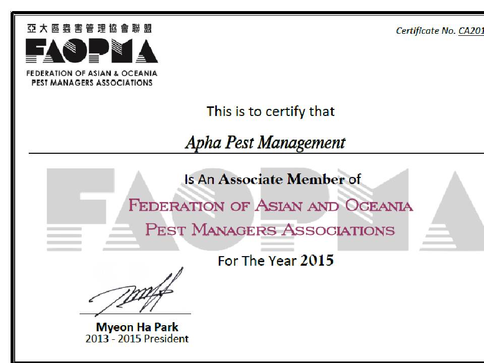 APM joins FAOPMA Alpha Pest Management